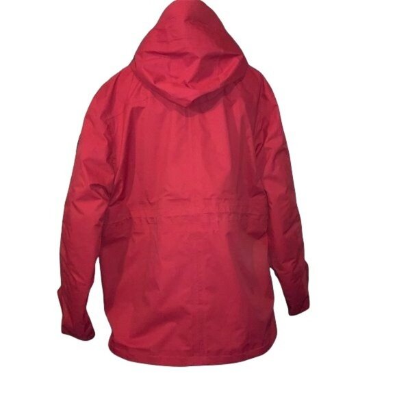 Lands End Red Hooded Waterproof Parka Coat W/ PrimaLoft Insulated Interior - Picture 2 of 7